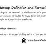 Markup is the amount to which a cost of a good or service can be added to cover both the profit margin and production overheads. Markup equals Proposed Selling Price less Cost per Unit.